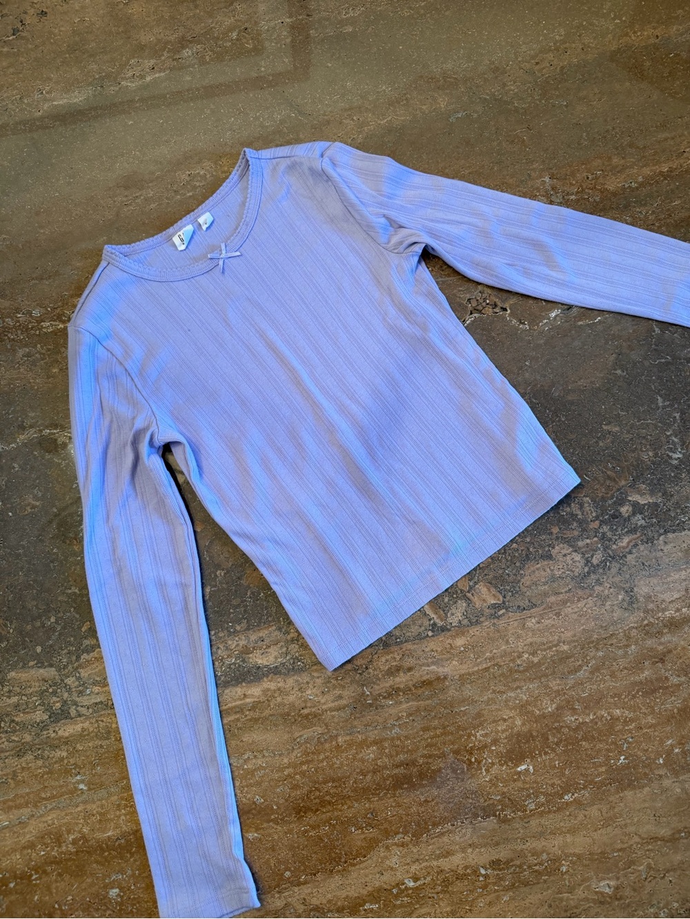 GAP Lilac Ribbed Pointelle Long Sleeve Tee